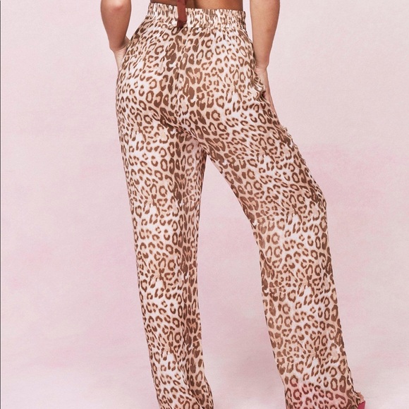 Leopard Wide Leg Cover Up Beach Trousers - Picture 3 of 4